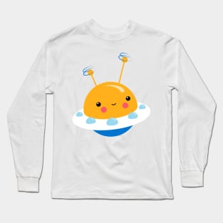 Kawaii Illustration Little UFO for Kids Long Sleeve T-Shirt